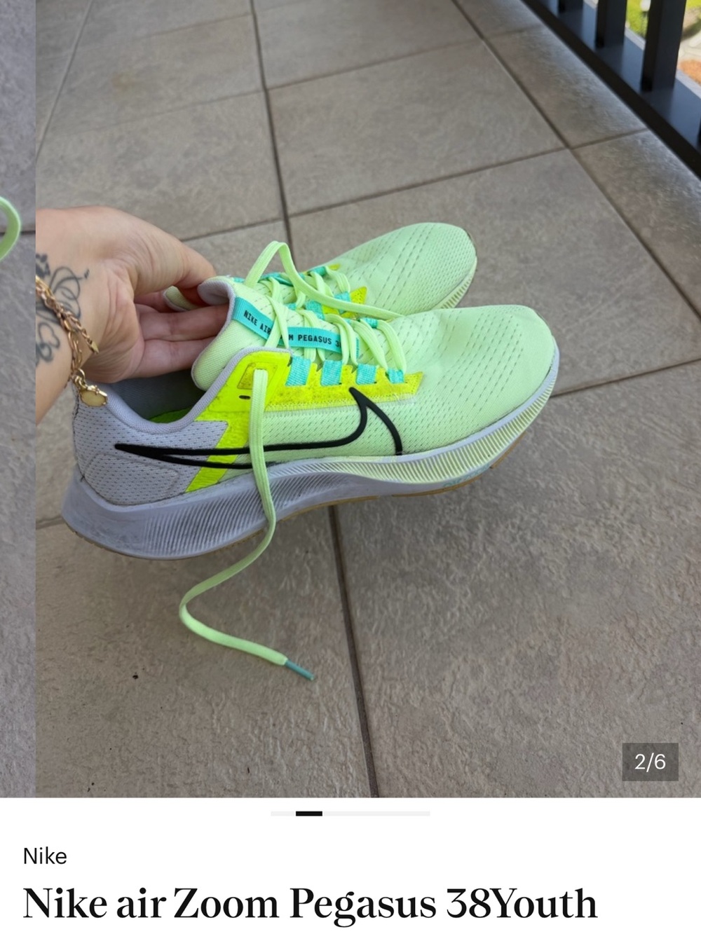 Nike Air Zoom Pegasus Youth Shoes - Neon Yellow with Black Swoosh